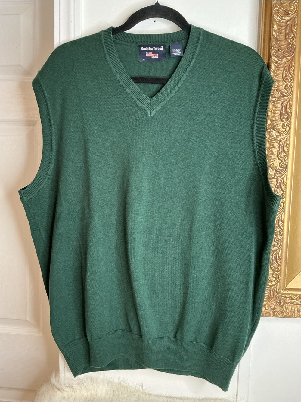 Men's V-Neck Sweater Vest — Forest Green